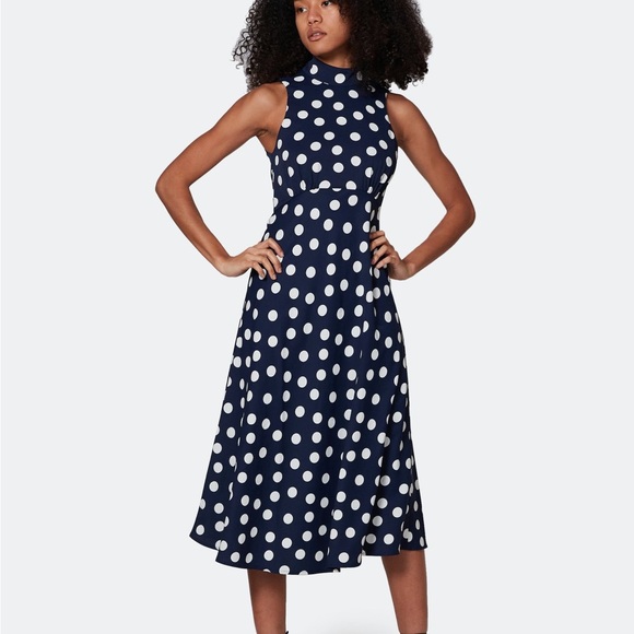 Most of All Coralie Midi Dress in Blue Polka Dot - 12 (NWT) - Picture 1 of 7